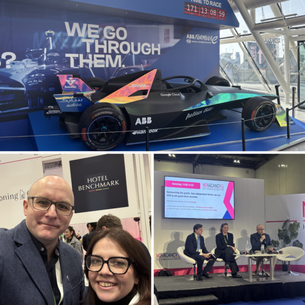 Sam Weston speaking on generative search and GEO for independent hotels at NoVacancy London 2026