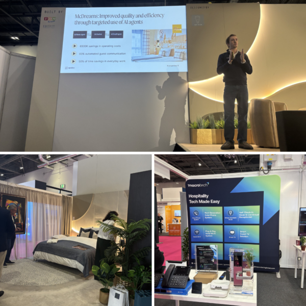 Florian Montag discussing PMS AI roadmap and connected hospitality ecosystems at NoVacancy London 2026