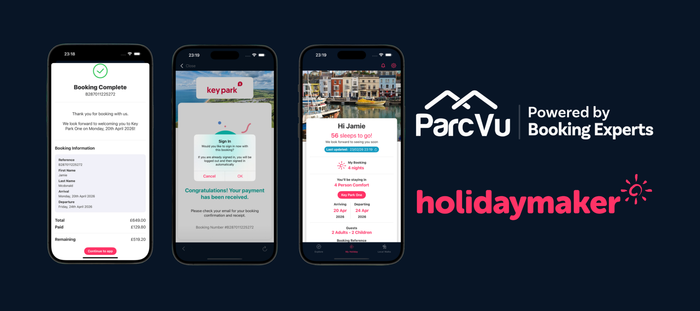 Bex rebookings in the Holidaymaker guest app