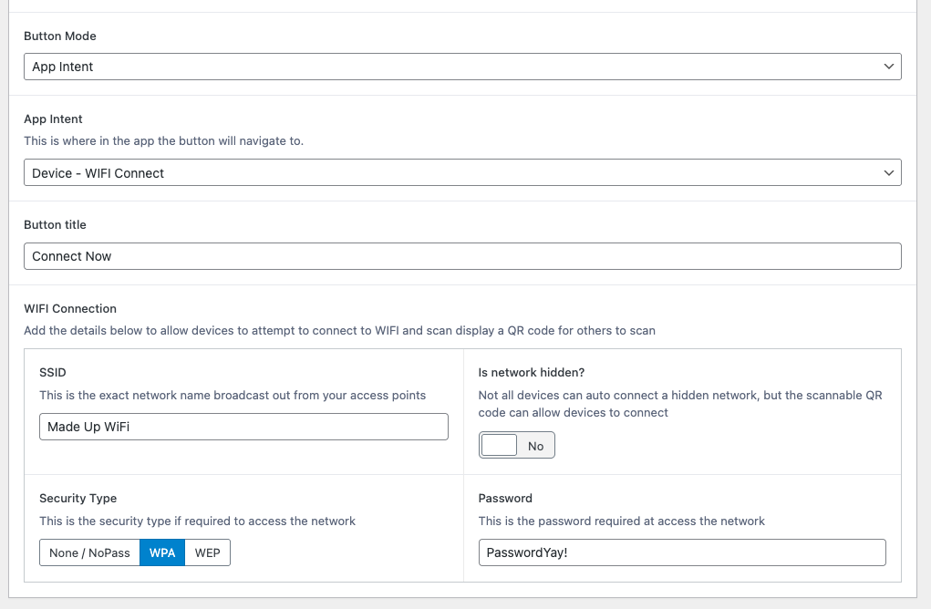 In-App WiFi Connection CMS Setup
