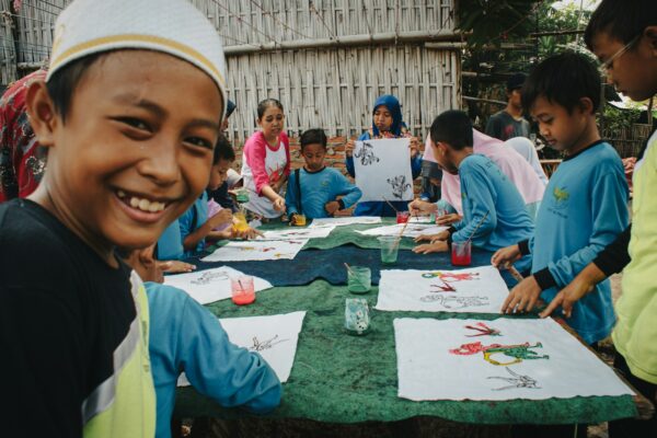 Children doing crafts