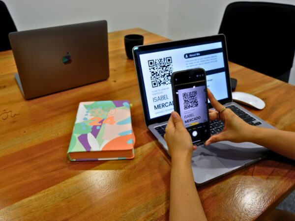 Phone scanning a QR code