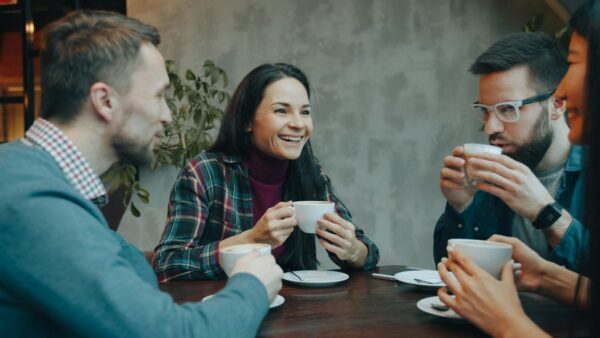 Friends sharing coffee