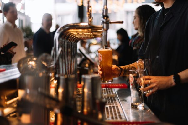 Pouring a pint in a London pub
